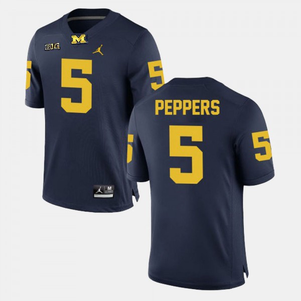 Michigan Wolverines #5 Men Jabrill Peppers Jersey Navy Player Alumni Football Game